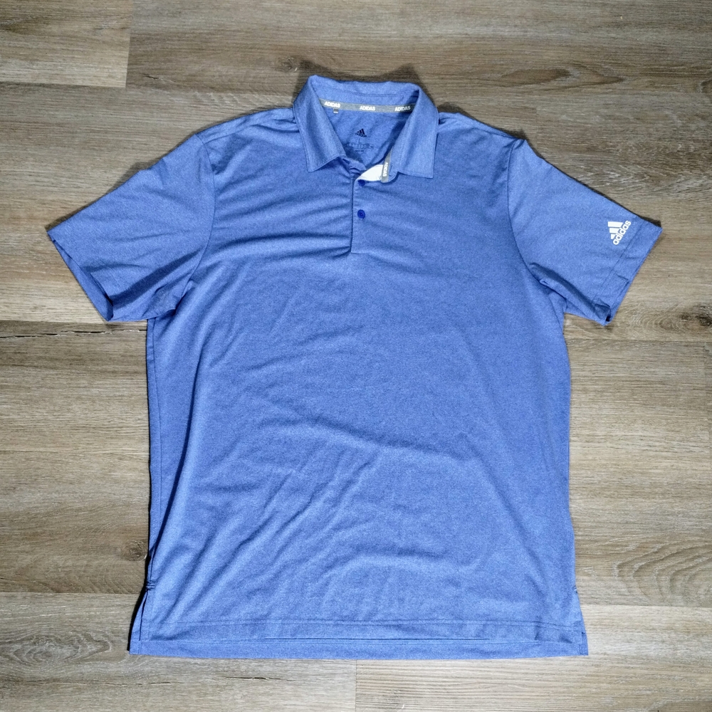 Men's Blue Adidas Golf Polo Shirt Large Relaxed Fit Casual Preppy Dadcore EUC